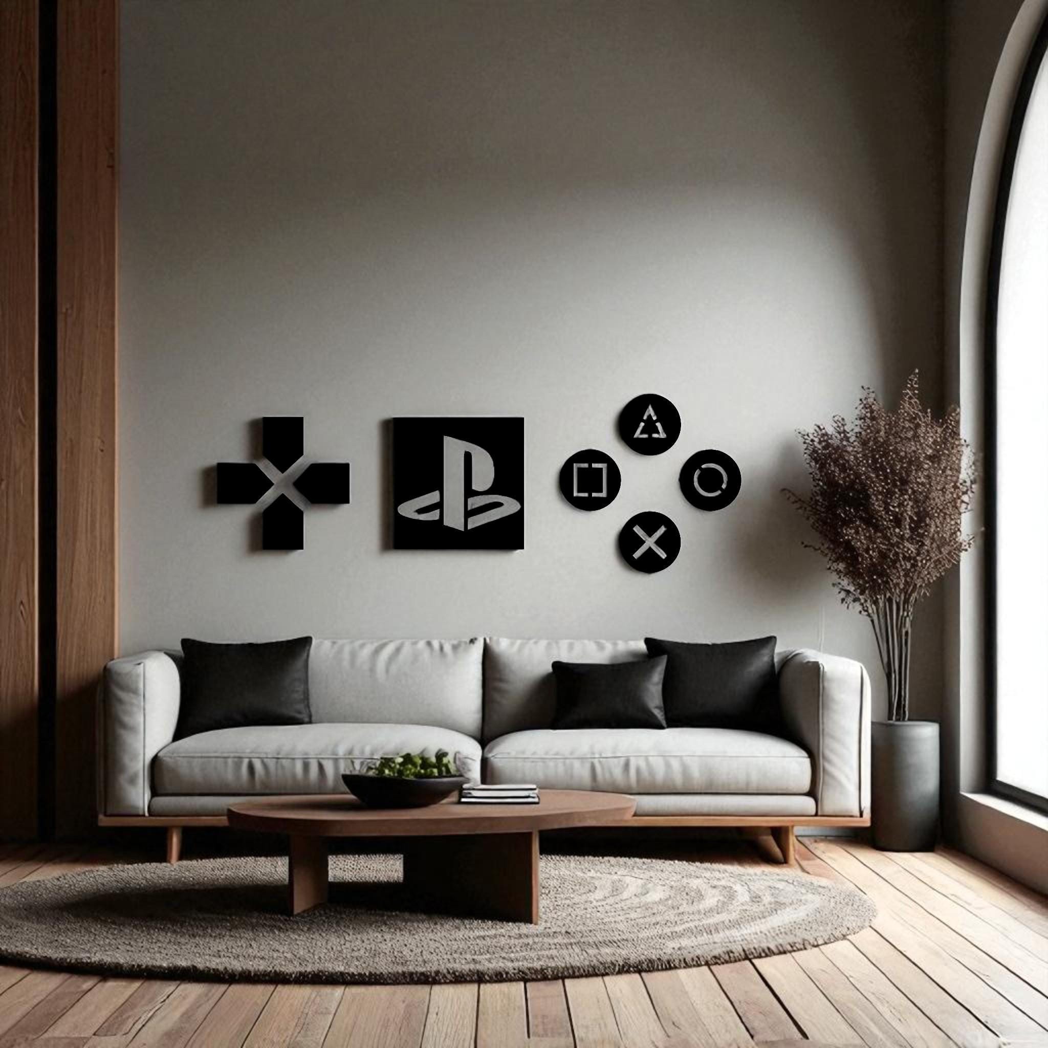 PlayStation Logo Wooden Wall Art, Gamer Room Decor