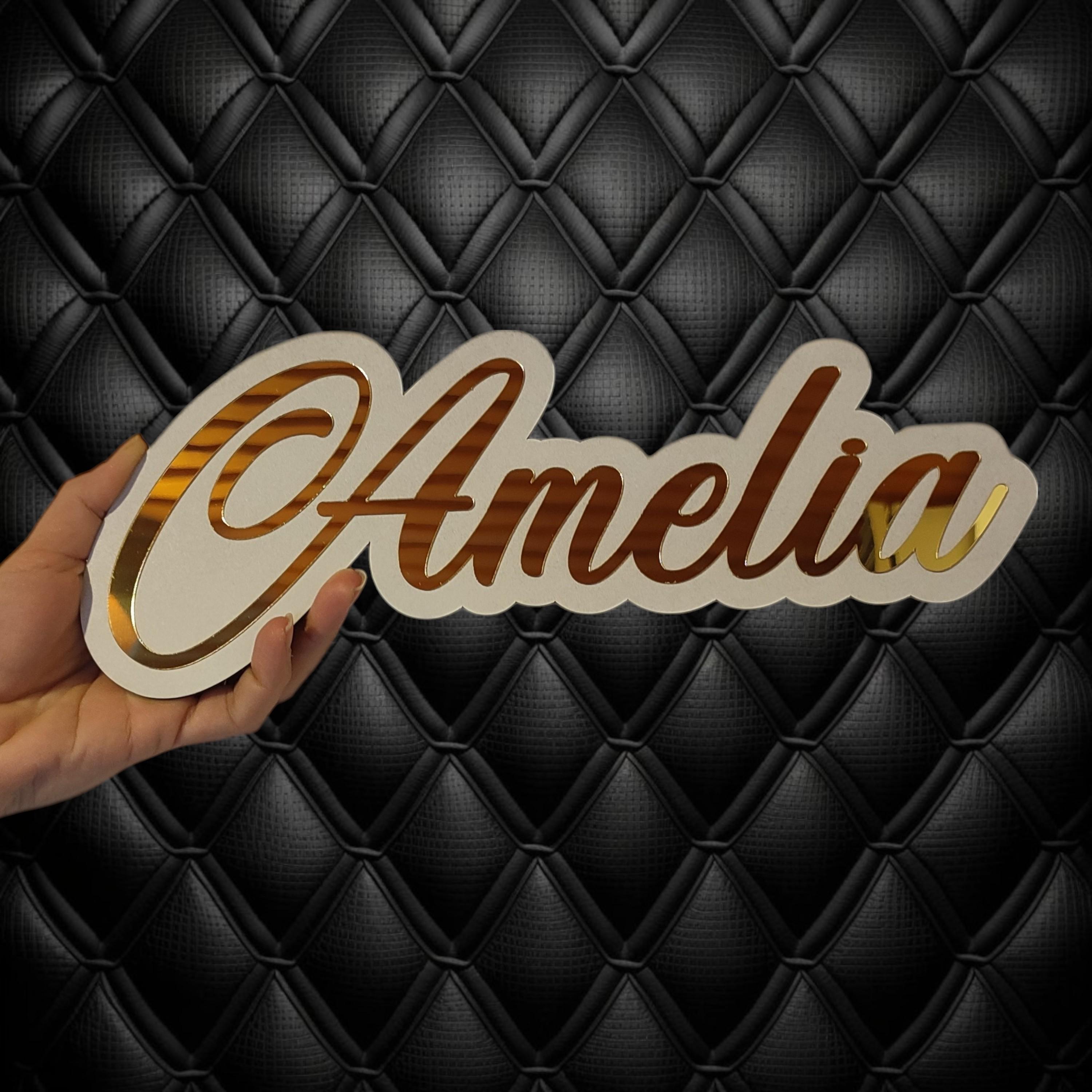 Custom Name Mirror Sign: Personalized Wood & Acrylic Wall Art