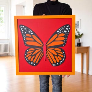 Houten muurkunst boho vlinder: handgeschilderd monarchdecor