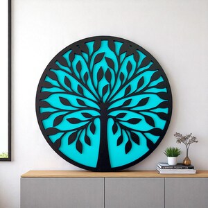 Tree of Life Wooden Wall Art | Boho Spiritual Wall Decor | Sacred Geometry Symbol | Nature Inspired Home Decor | Yoga Room Accent
