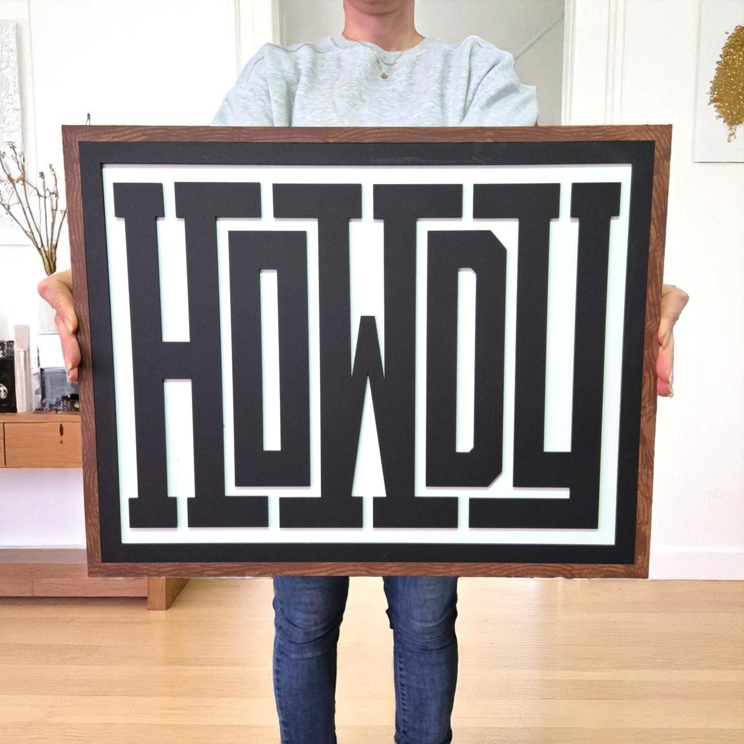 Howdy Wooden Sign: Rustic Western Ranch Decor