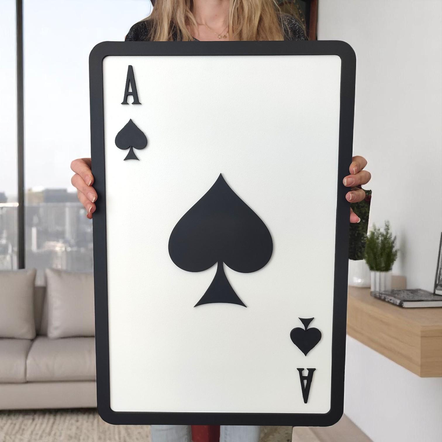 Ace of Spades Wood Wall Art: Hand-Painted Game Room Decor