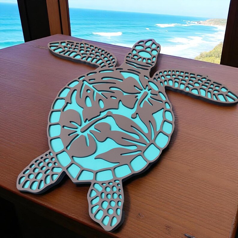 Laser-cut Wooden Sea Turtle Wall Art: Coastal Beach House Decor - Etsy