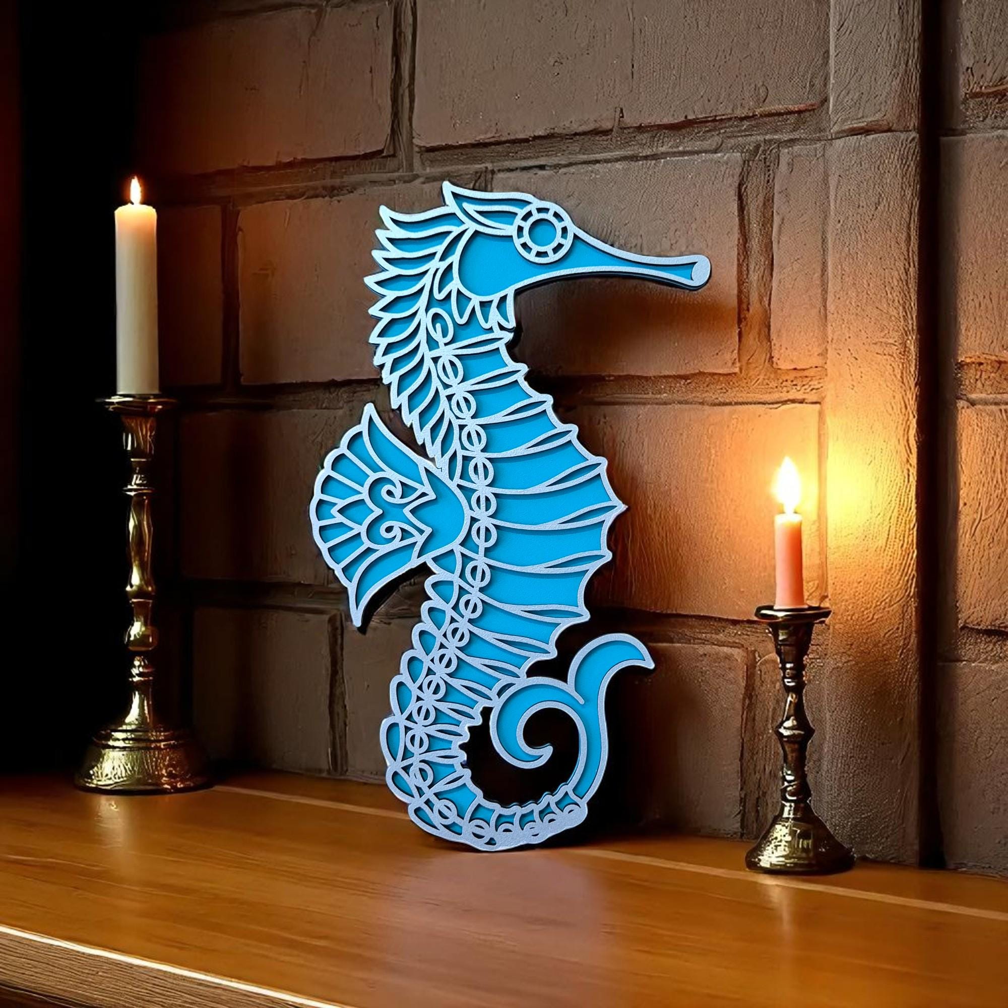 Hand-Painted Wooden Seahorse Wall Art | Coastal Home Decor