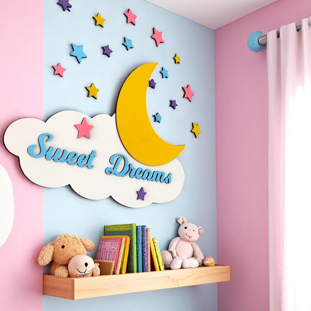 Personalized Moon & Stars Nursery Decor: Hand-painted Baby Room Sign - Etsy