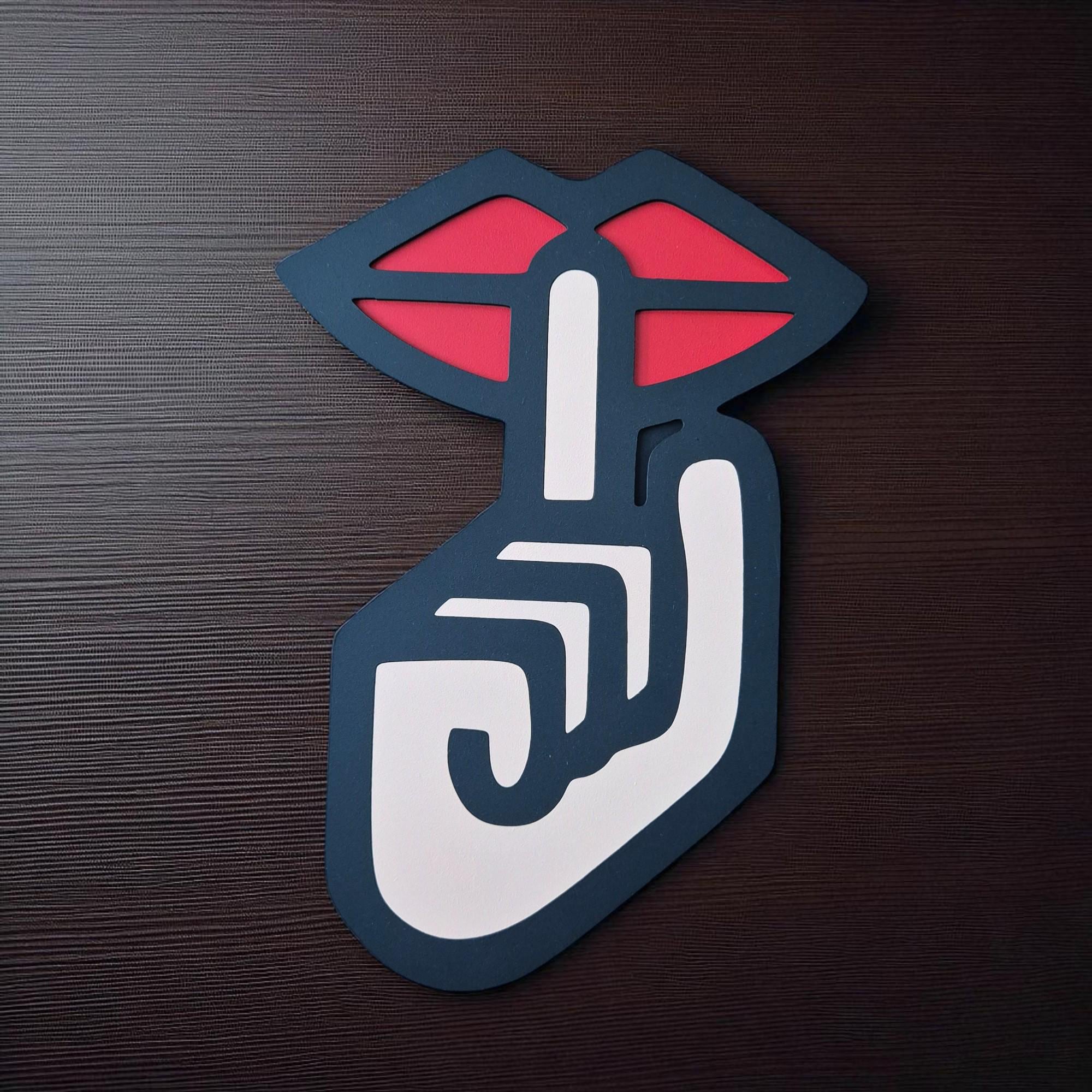 Silence Hand Gesture Wooden Wall Art: Minimalist Quiet Sign