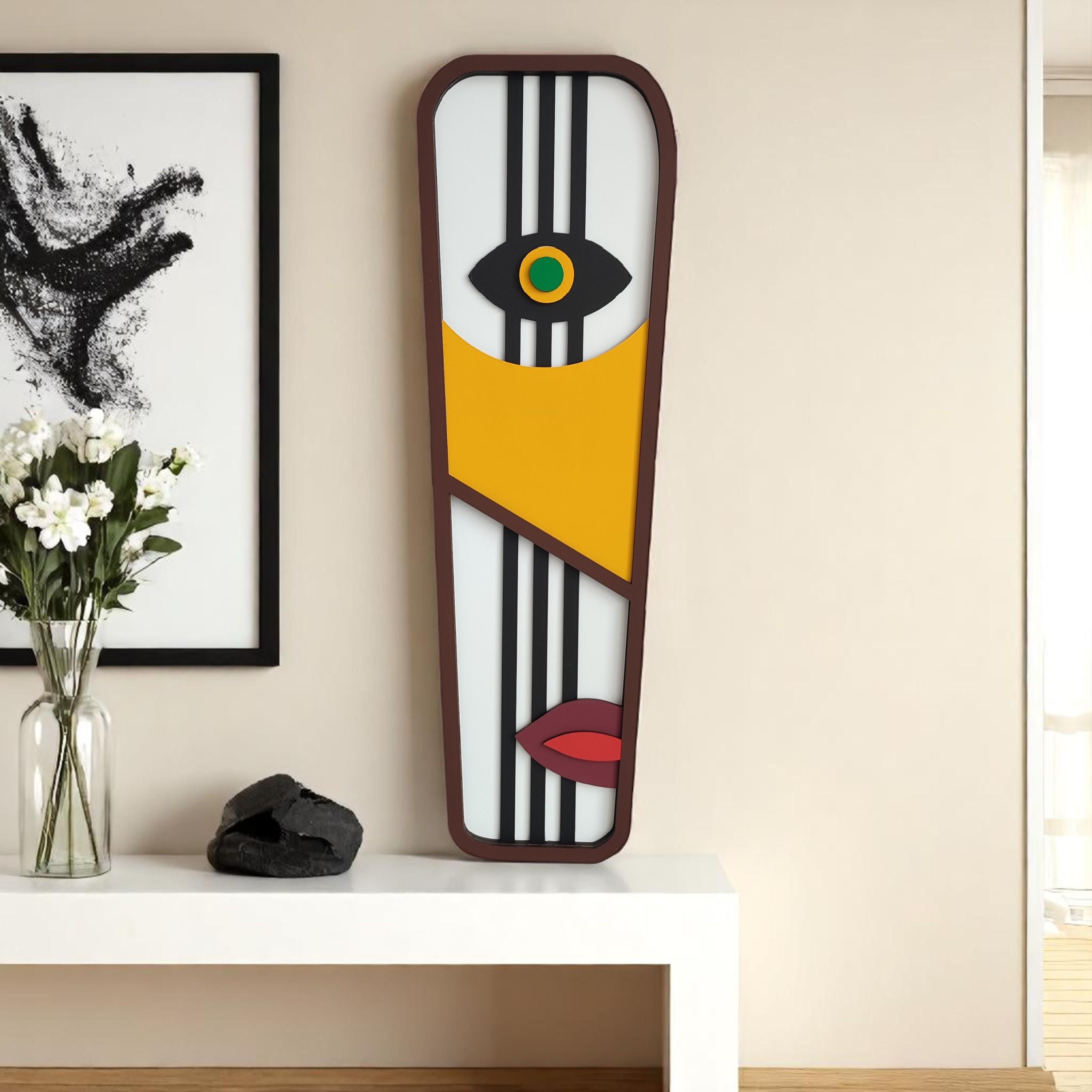 Hand-Painted Wooden Sun Wall Art: Boho Earth Tone Decor