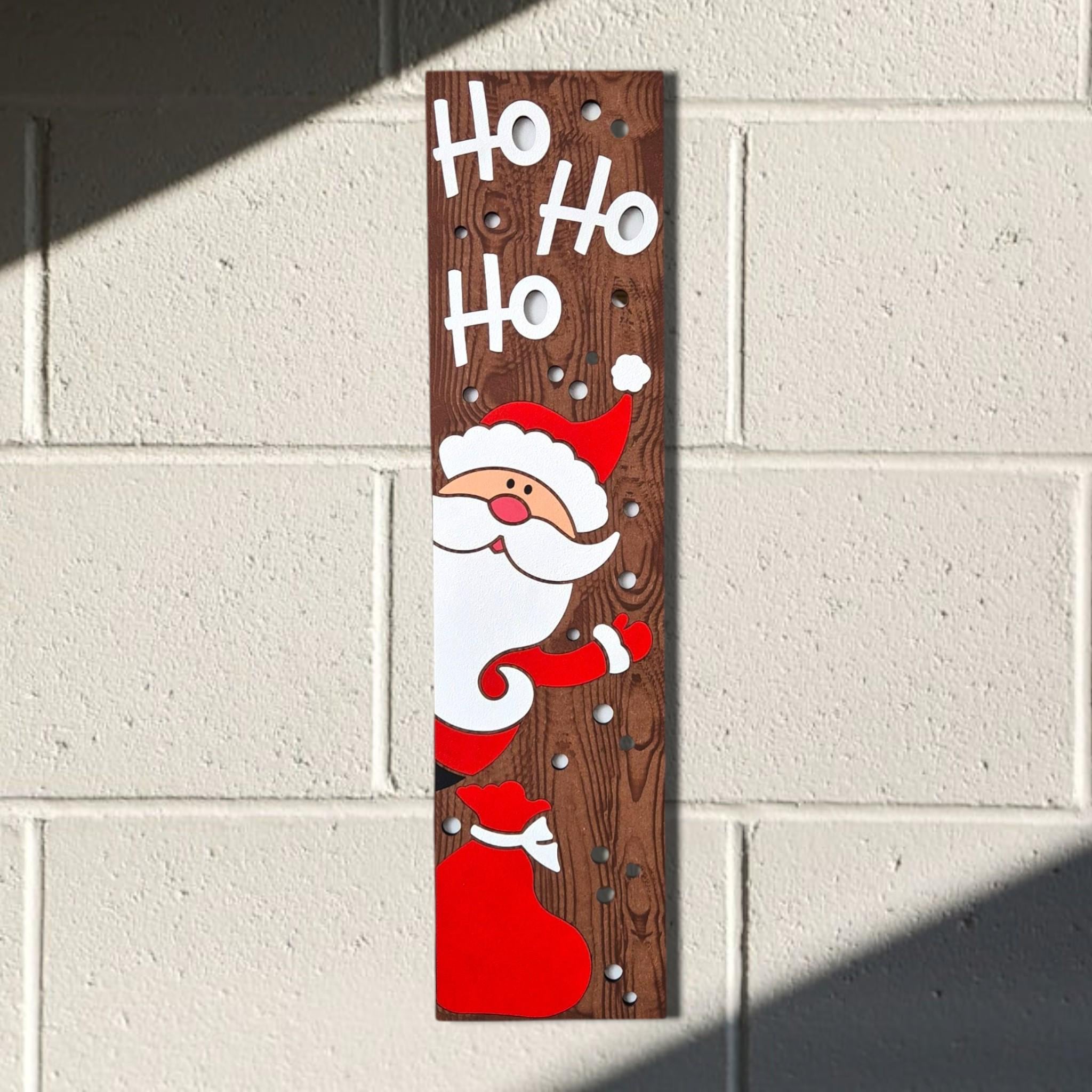 Santa Chimney Silhouette Sign: Hand-Painted Christmas Decor