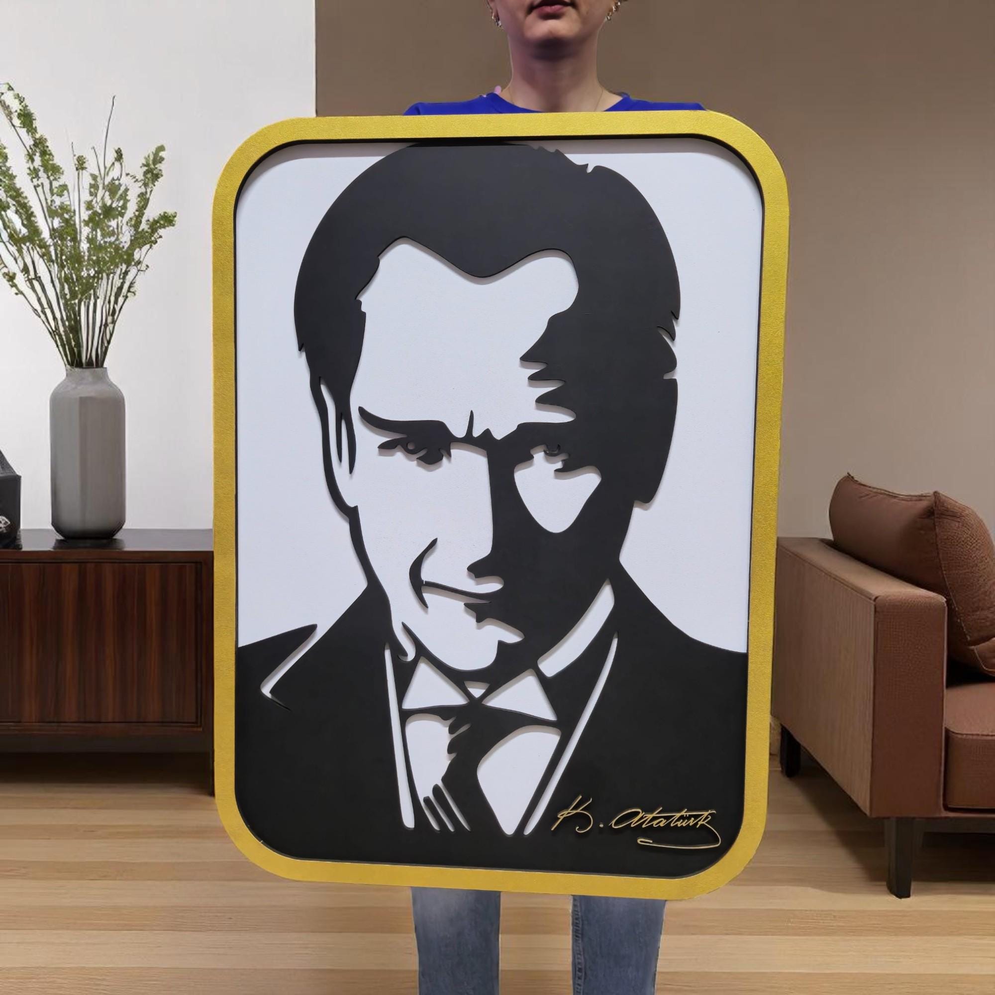 Atatürk Silhouette Wooden Wall Art: Turkish Leader Decor