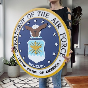 U.S. Air Force Emblem Wall Art | Department of Air Force Decor | Patriotic Military Tribute | USAF Wooden Sign for Home or Office