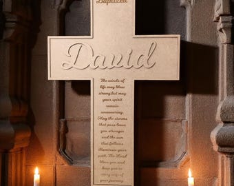 Personalized Wooden Cross Wall Art: Hand-Painted Christian Decor