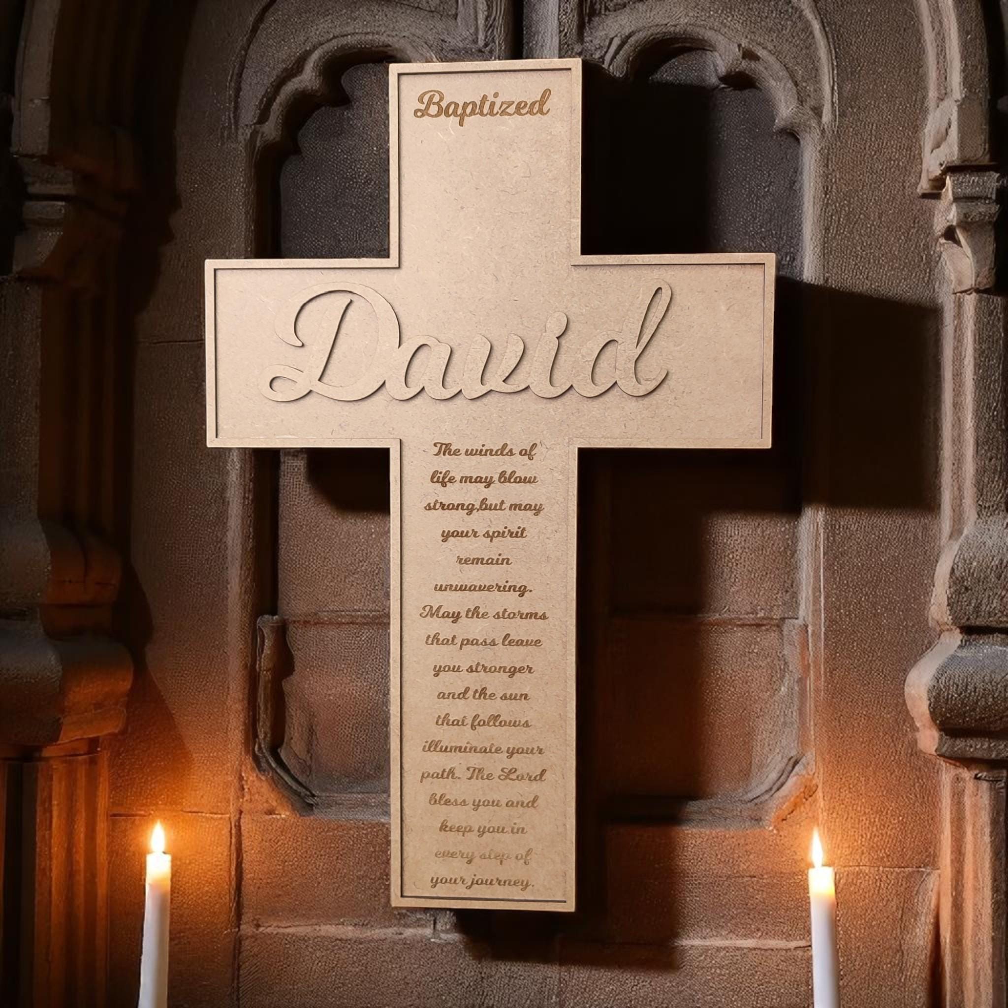 Personalized Wooden Cross Wall Art: Hand-Painted Christian Decor