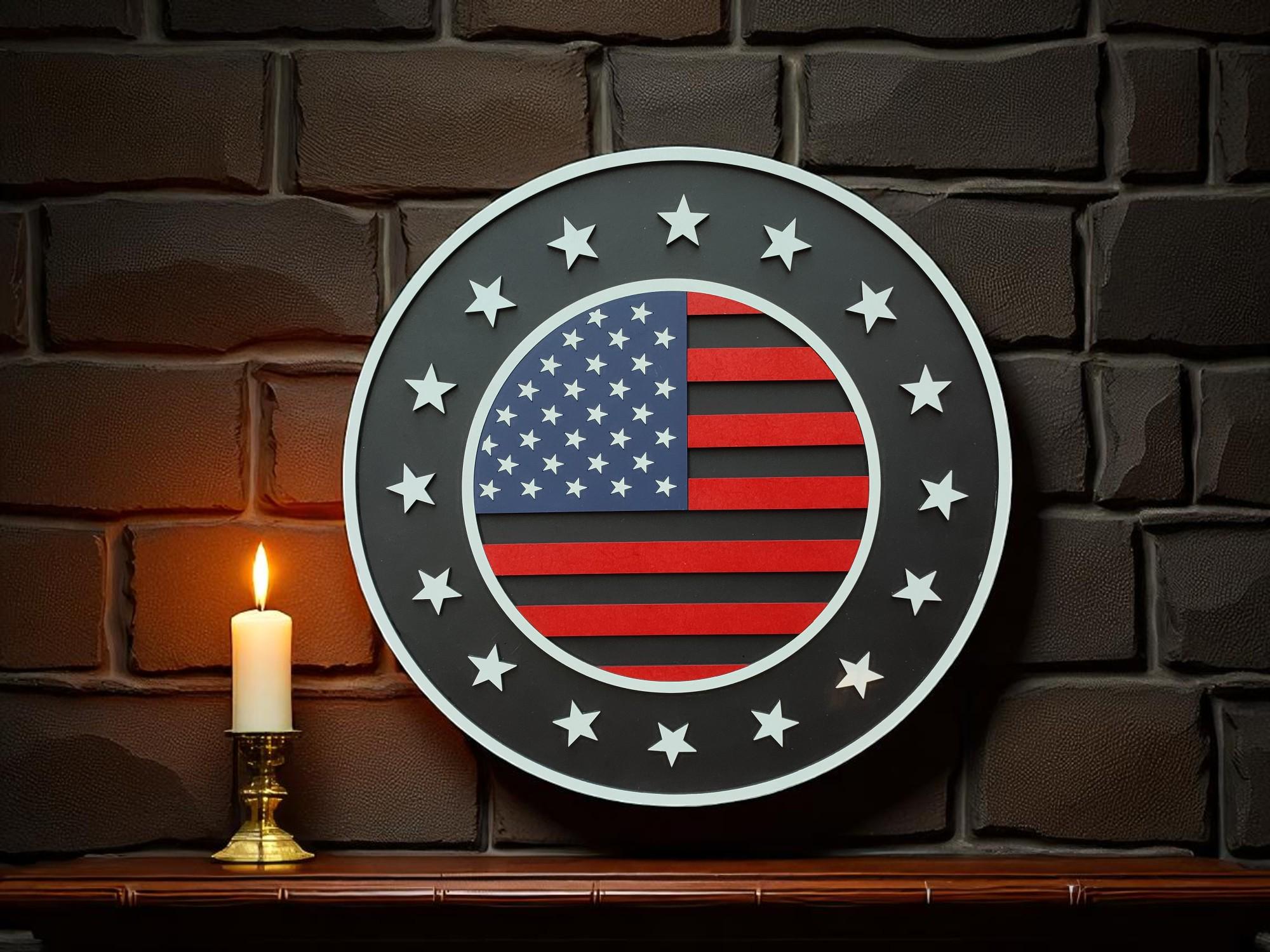 Rustic American Flag Wooden Wall Art: Patriotic USA Decor