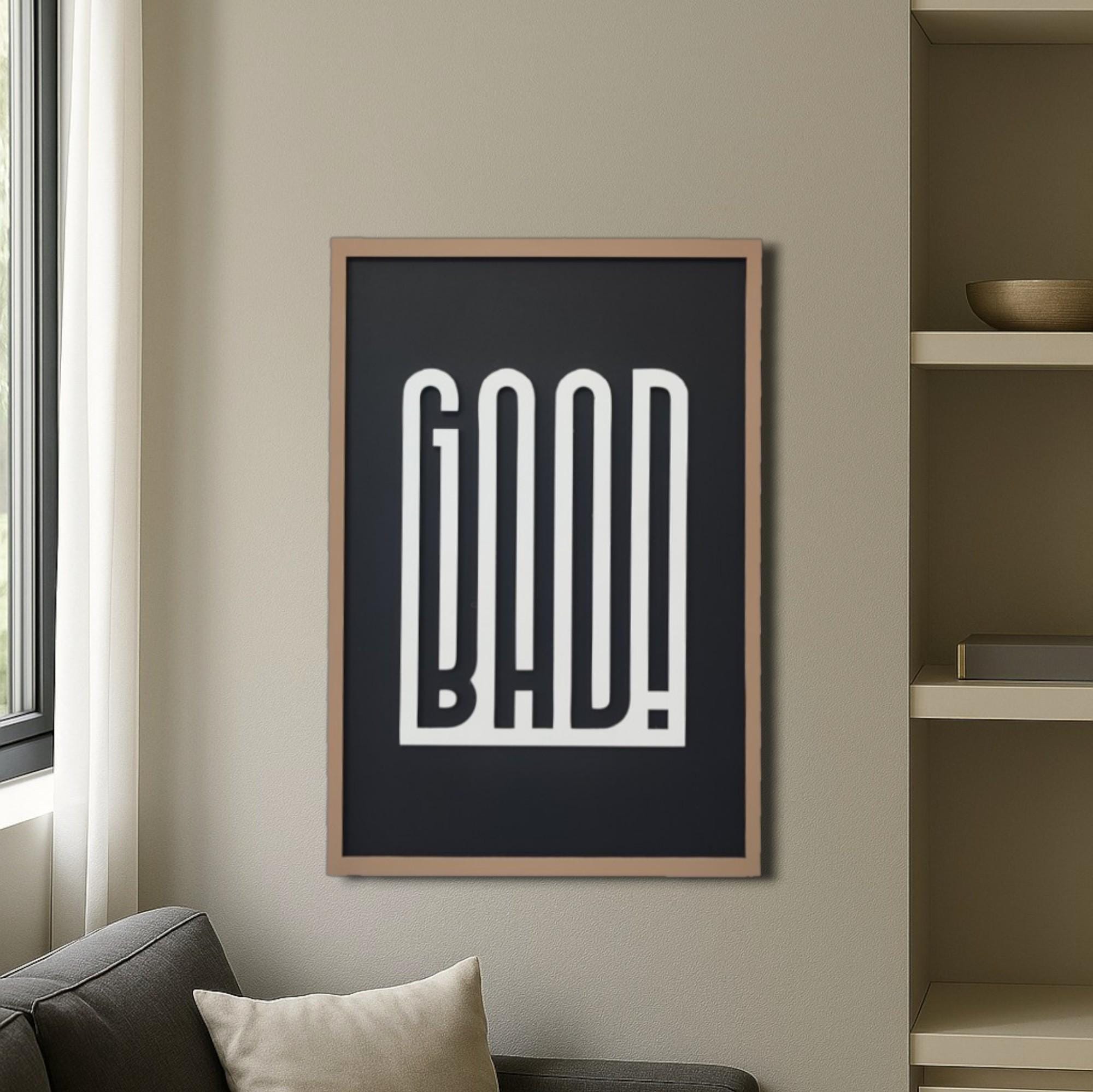 Good Bad Sign Art, Whimsical Wooden Wall Decor