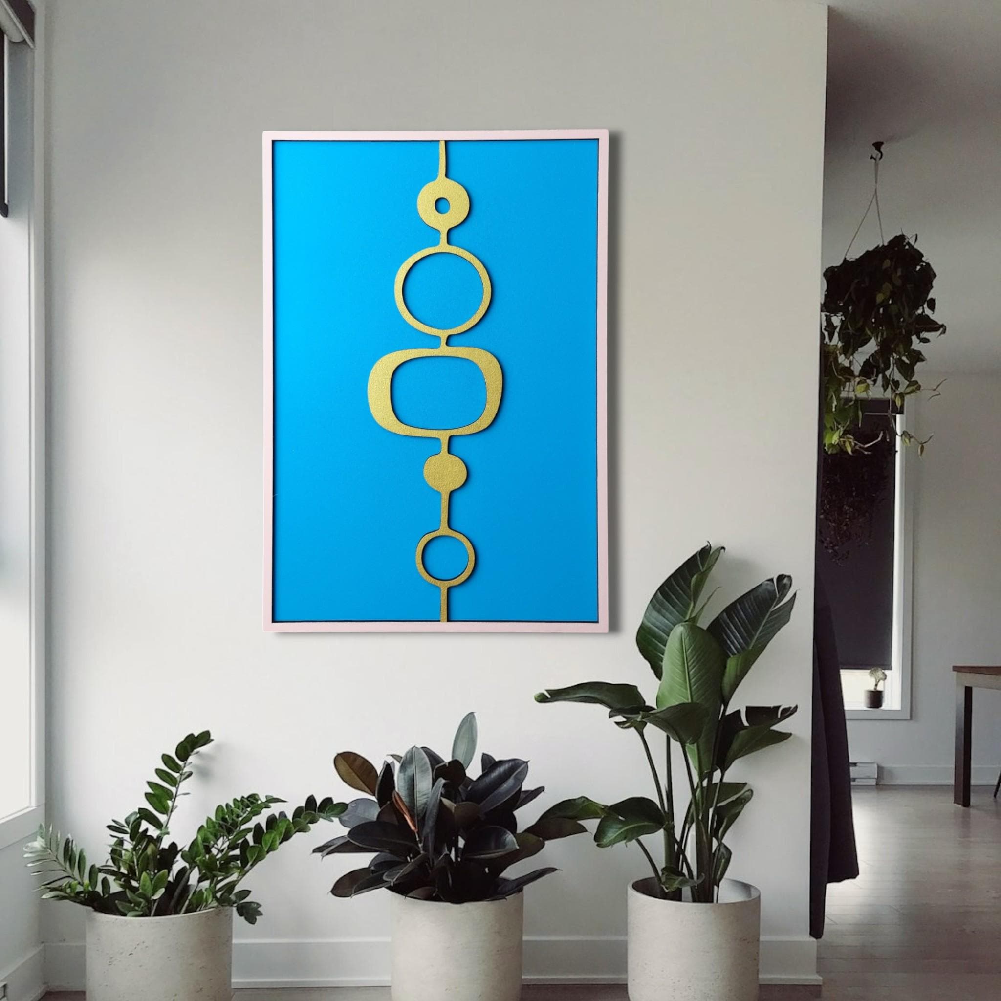 Geometric Wood Wall Art: Mid Century Modern Decor, Customizable Colors