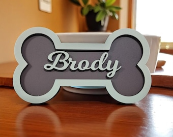 Personalized Dog Bone Name Sign: Hand-Painted Pet Wall Decor
