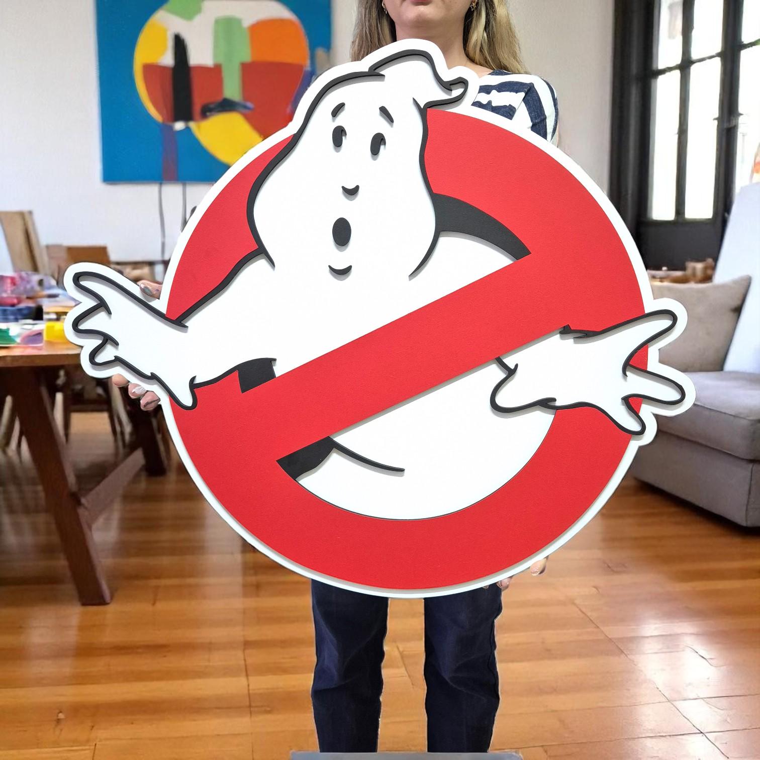 Ghostbusters Logo Wooden Wall Art: 80s Movie Decor