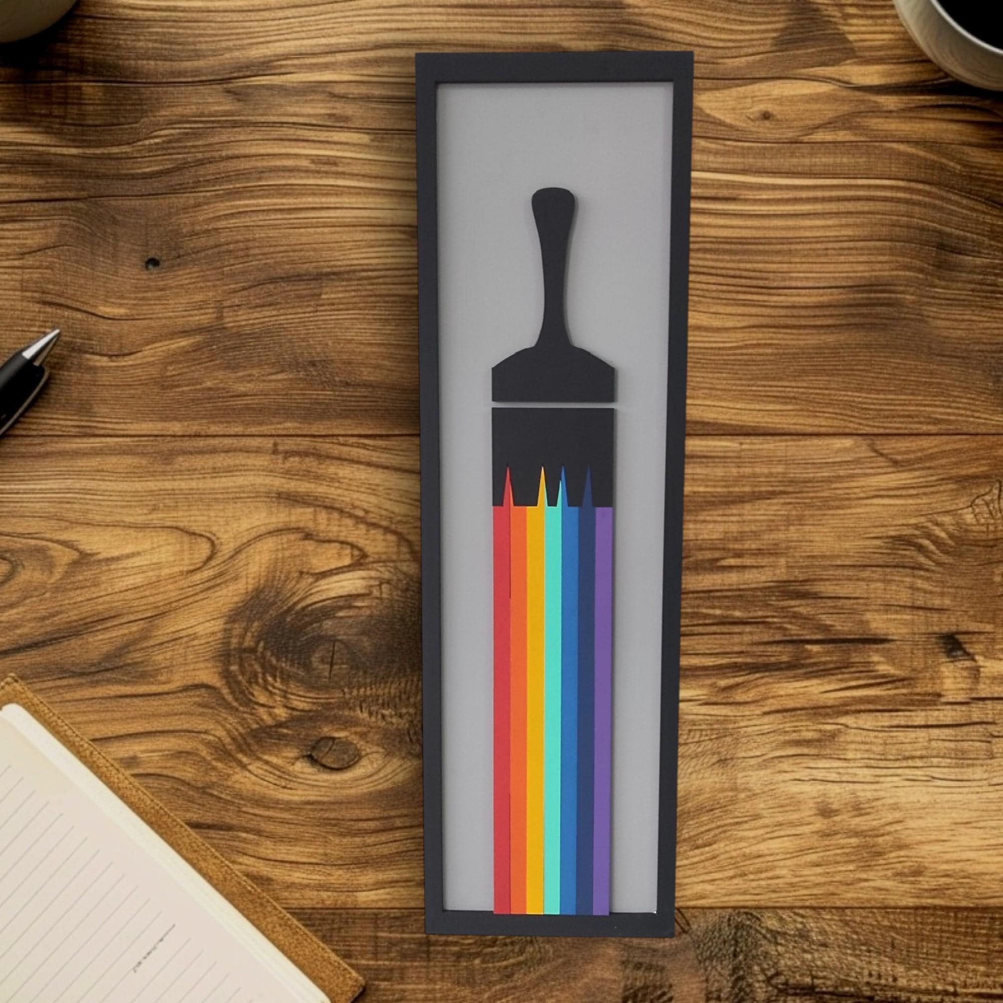 Framed Rainbow Paintbrush Wall Art, Kids Room Decor