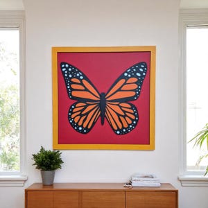 Handgeschilderde houten muurkunst monarchvlinder: lasergesneden decor insecten