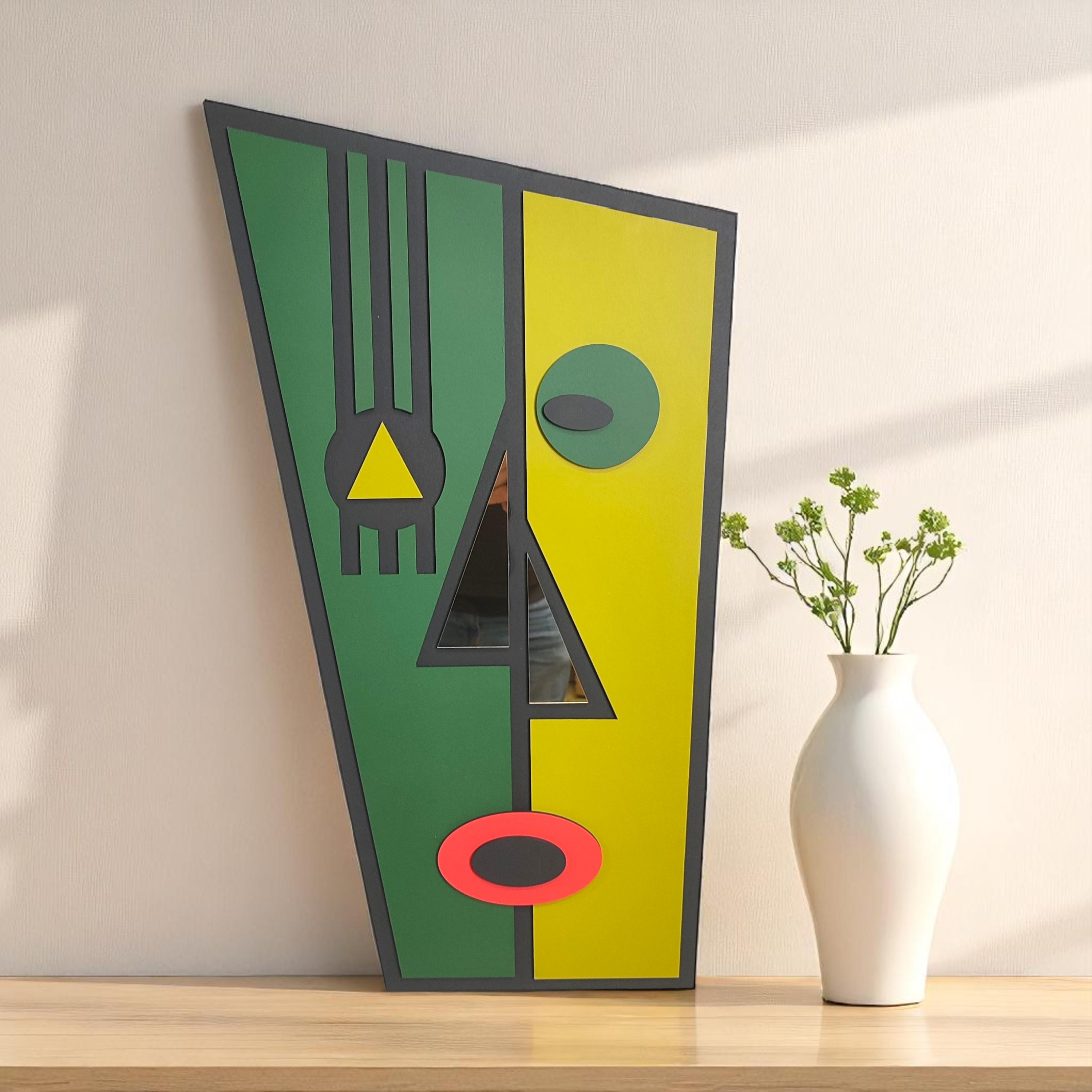 Picasso Inspired Cubist Wood Wall Art: Hand-Painted Modern Home Decor