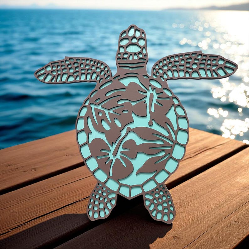 Laser-cut Wooden Sea Turtle Wall Art: Coastal Beach House Decor - Etsy
