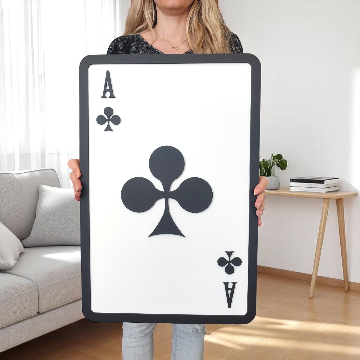 Ace of Clubs Wooden Wall Art: Rustic Game Room Decor