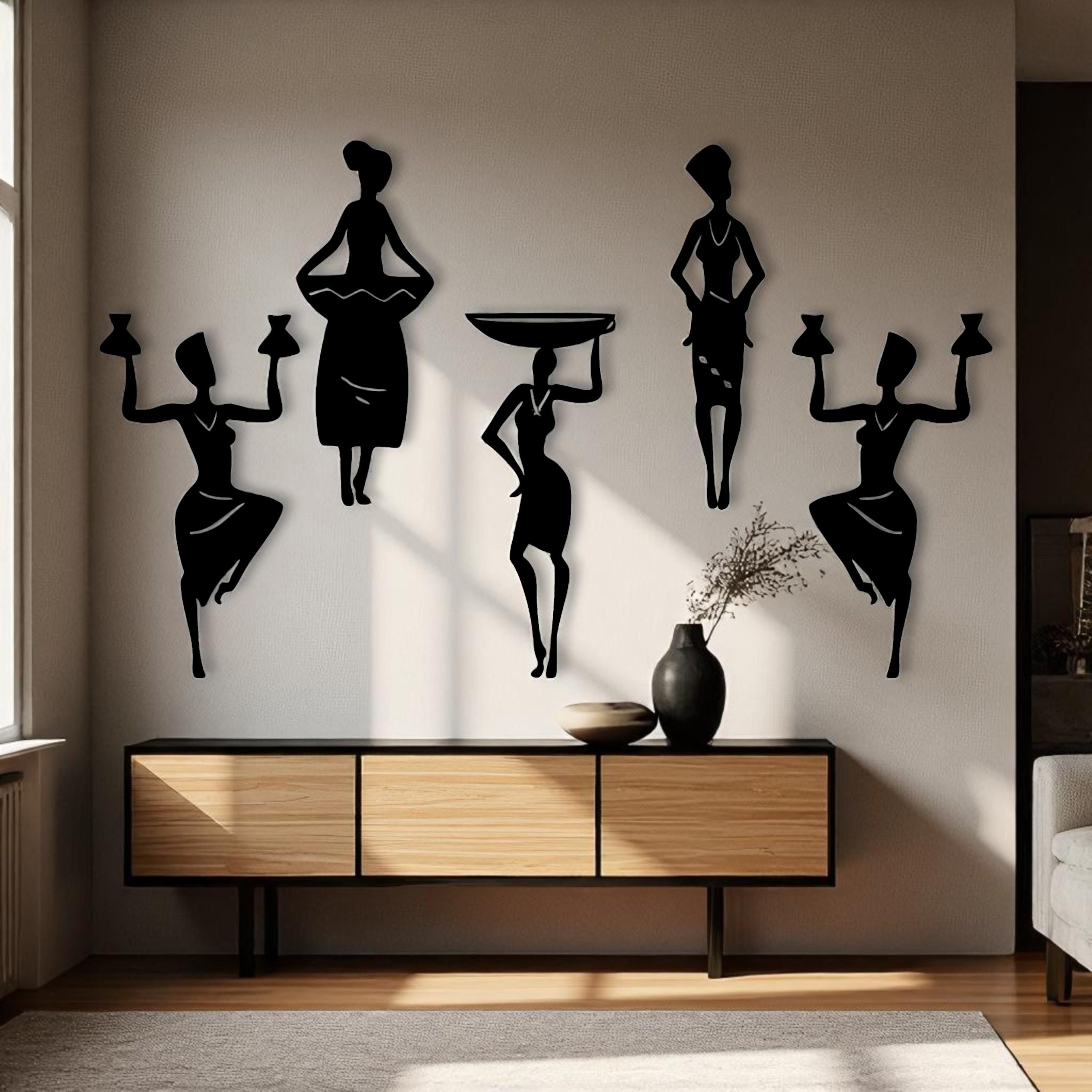 African Tribal Wall Art Set – Hand-Painted Wooden Sculpture for Living Room & Home Decor | Ethnic Boho Wall Hanging | Unique Gift