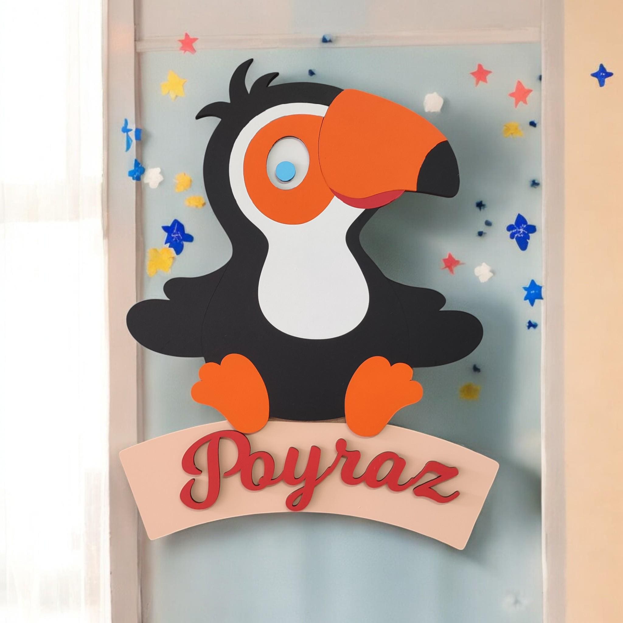 Personalized Toucan Kids Room Sign: Hand-Painted Nursery Decor
