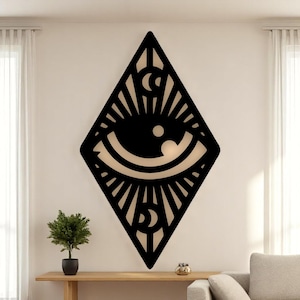 All Seeing Eye Wall Art | Mystical Wooden Eye Sign | Spiritual Wall Hanging | Eye Symbol Decor for Home or Office | Esoteric Wall Accent
