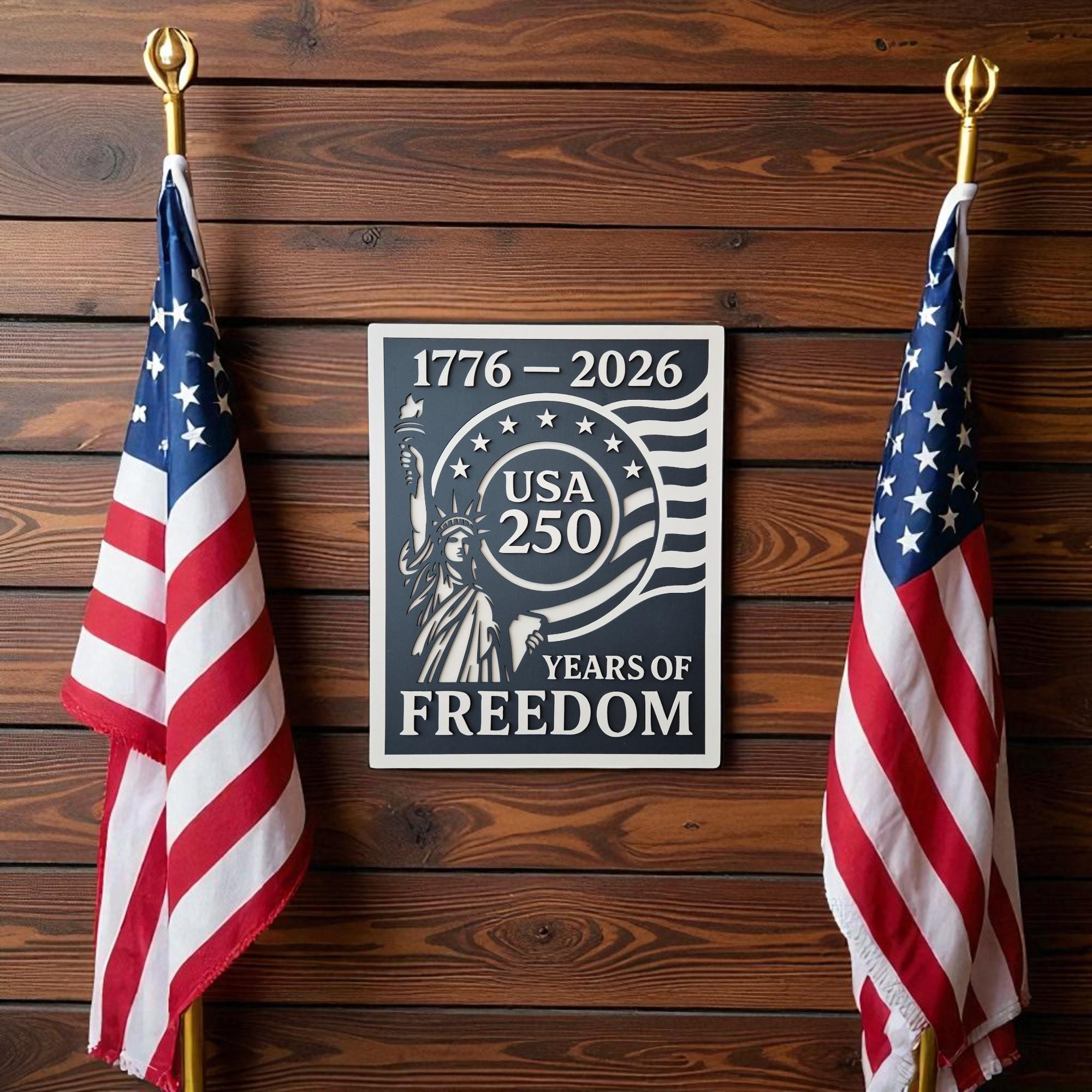 250 Years of Freedom Wooden American Flag: Rustic Patriotic Wall Art
