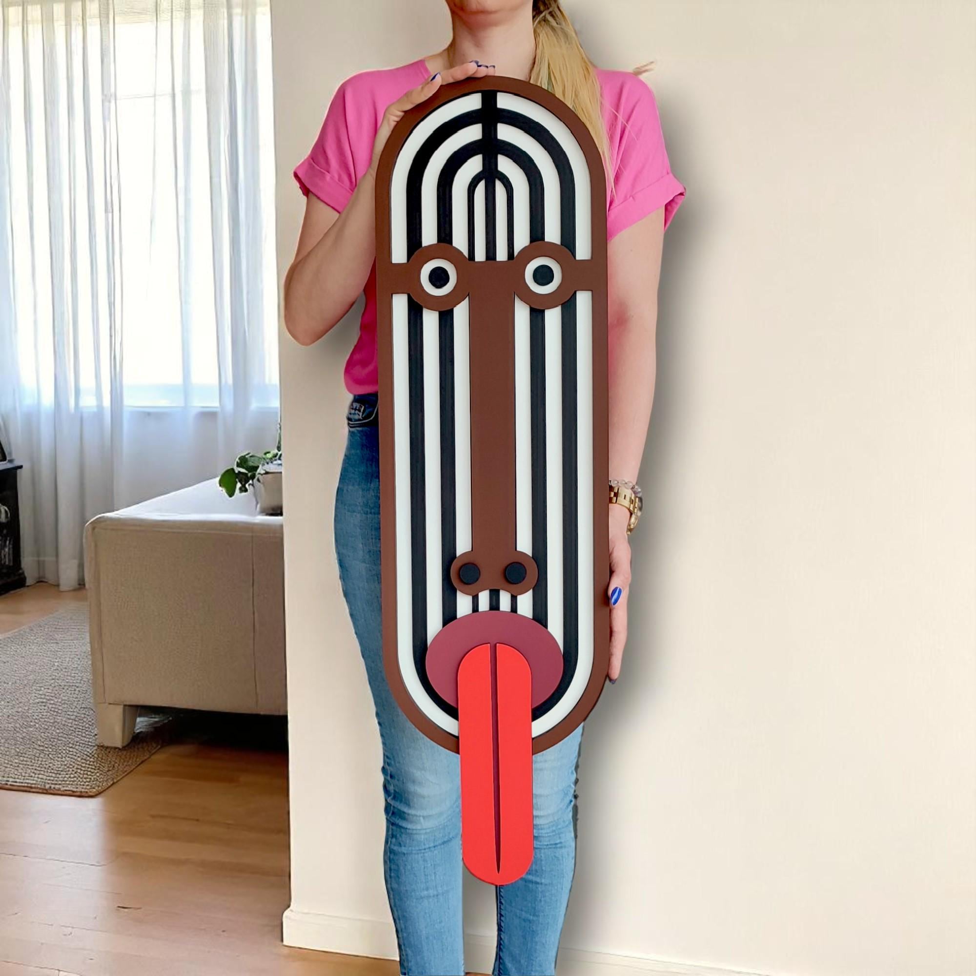 Modern African Wood Wall Sculpture, Living Room Art