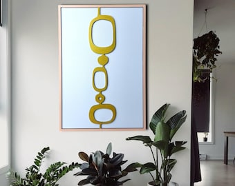 Art mural géométrique en bois : décoration moderne du milieu du siècle, couleurs personnalisables