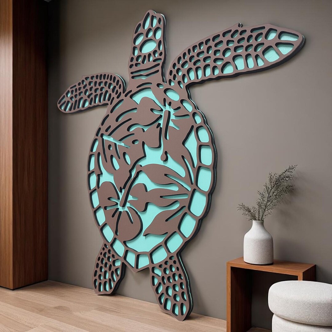 Laser-cut Wooden Sea Turtle Wall Art: Coastal Beach House Decor - Etsy