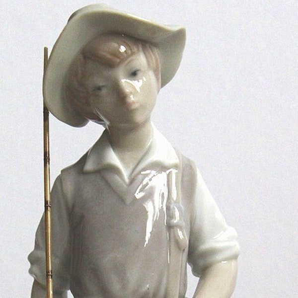 Fisher Boy Porcelain Figurine Lladro #4809 "Gone Fishing" Designed by Salvador Furio Vintage 1972 Mother's Day Gift Collectible Sculpture