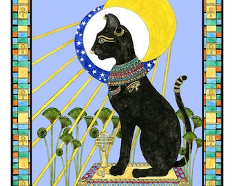エジプト ビンテージポスター 猫 Bastet Cat by M. Azmy