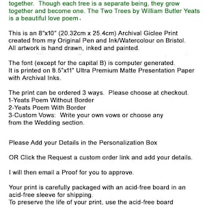 Two Trees Entwined w Poem 8x10 Wedding Print Personalized Handfast Certificate or Custom Vows Gift for Couple Anniversary Valentine Wall Art image 5