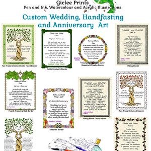 Two Trees Entwined w Poem 8x10 Wedding Print Personalized Handfast Certificate or Custom Vows Gift for Couple Anniversary Valentine Wall Art image 6