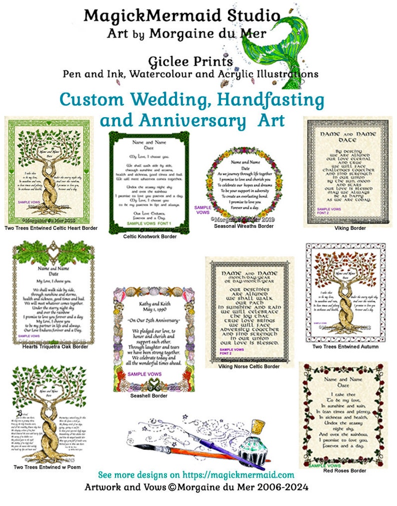 Two Trees Entwined w Poem 8x10 Wedding Print Personalized Handfast Certificate or Custom Vows Gift for Couple Anniversary Valentine Wall Art image 6