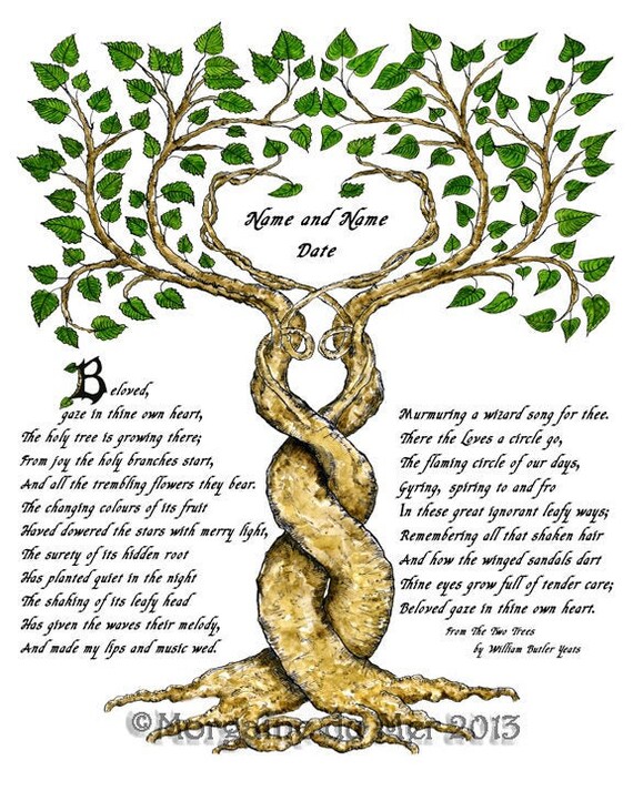 Two Trees Entwined w Poem 8x10 Wedding Print Personalized Etsy