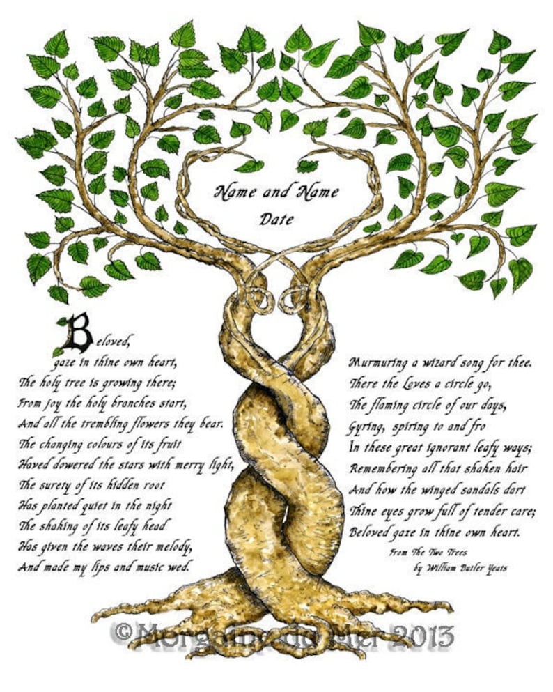 Two Trees Entwined w Poem 8x10 Wedding Print Personalized Etsy