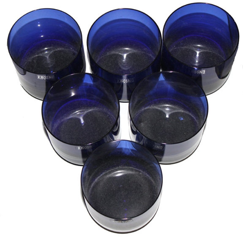 Poland Krosno Cobalt Blue Glassware Set Handblown Barware Etsy