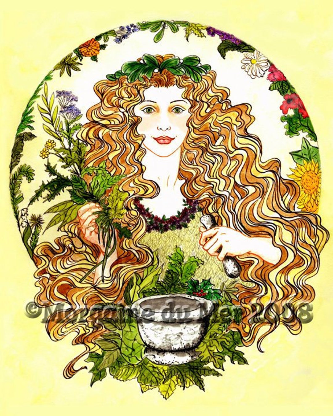 Airmid Celtic Herb Goddess Print Healing Lore Celtic Mythology - Etsy
