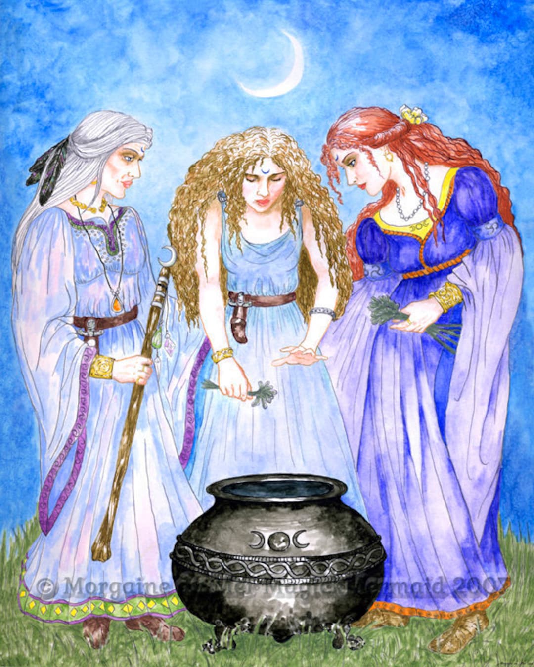 Maiden Mother Crone Triple Goddess Print Three Priestesses Etsy