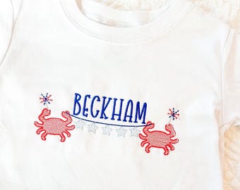 Boys Monogrammed Fourth of July, Monogram independence Shirt for Boys, Toddler Boys 4th of July, Personalized Shirt for Boys,Embroidered Tee