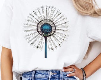 T-shirt met paardenbloemprint, cadeau natuurliefhebber, Moederdagcadeau, uniseks T-shirt, overhemd met bloemenprint