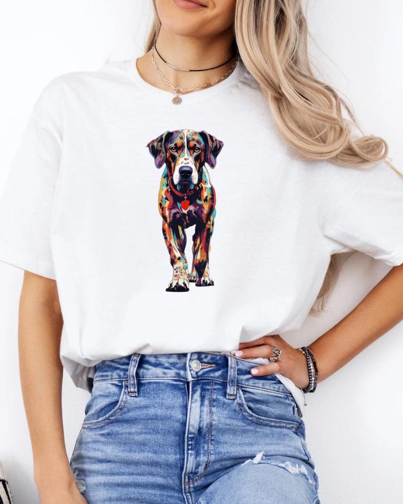 Catahoula leopard dog on white shirt
