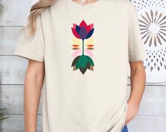 Camiseta com estampa floral Boho: Camiseta Softstyle Unissex
