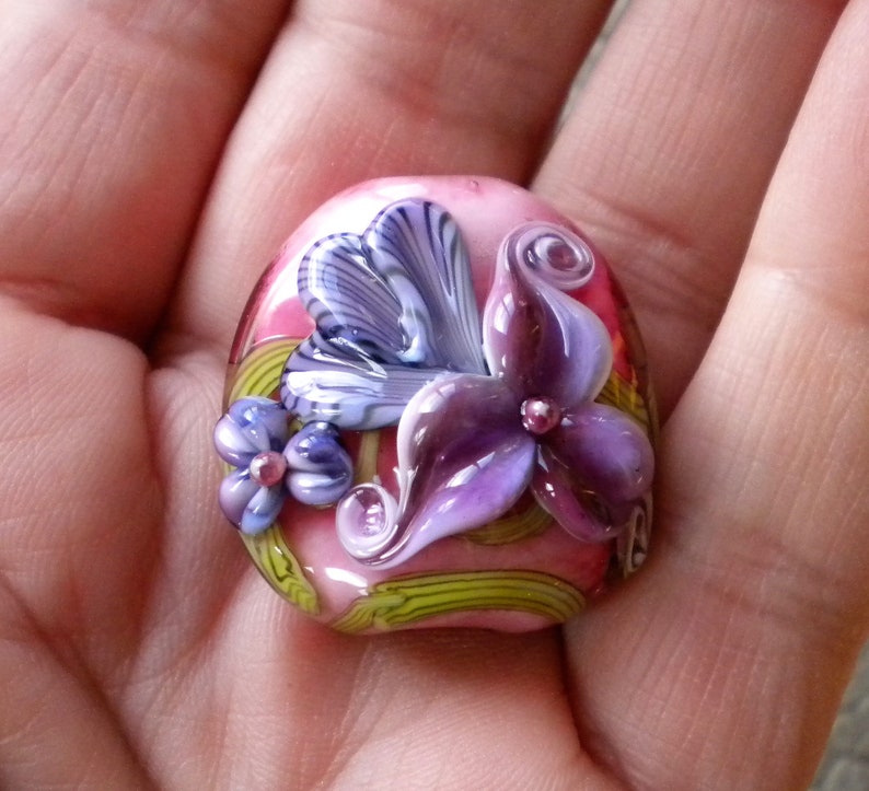 floral lampwork lampwork pendant bead glass flower bead sra lampwork lampwork purple bead lampwork headpin lampwork Lampwork Focal