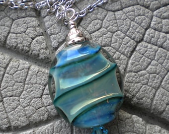 Lampwork Pendant, Blue Lampwork, Gift for Her, Handmade Glass Pendant, Mothers Day Gift, Lampwork Necklace, Lampwork Jewelry, Unique Pendant