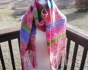 Handspun Handwoven Scarf, Multi Color Scarf, Gift for Her, Handwoven Wrap, Handspun Yarn, Handwoven Scarf, OOAK Handspun Handwoven Scarf